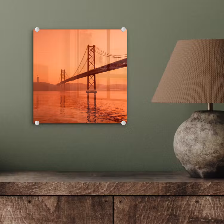 Glas schilderij - Brug - Water - Oranje — 4