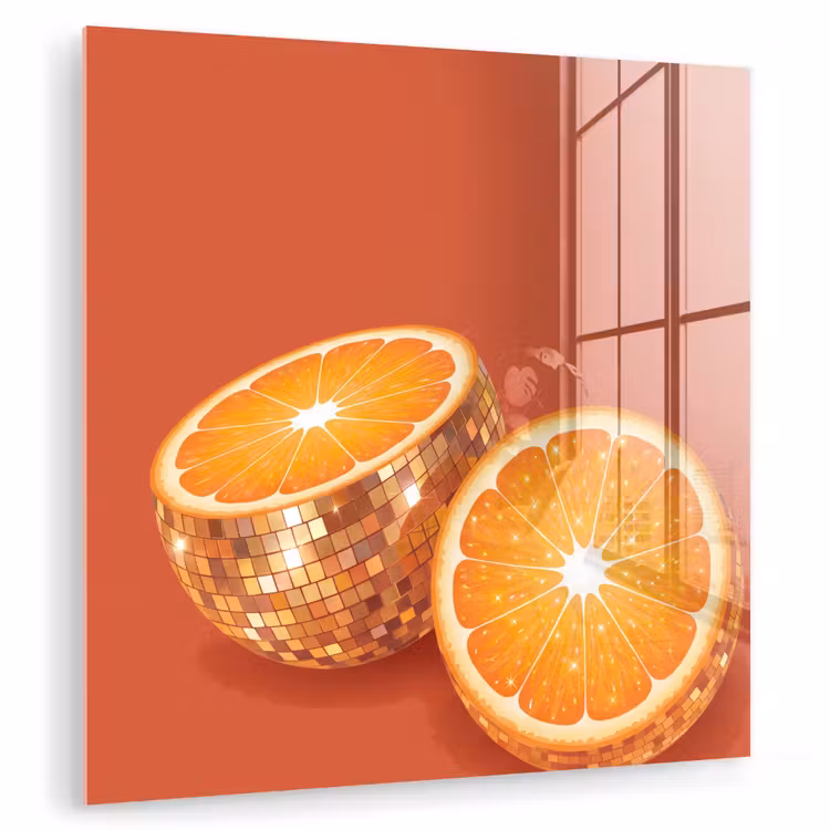 Glas schilderij - Fruit - Disco - Goud — 1