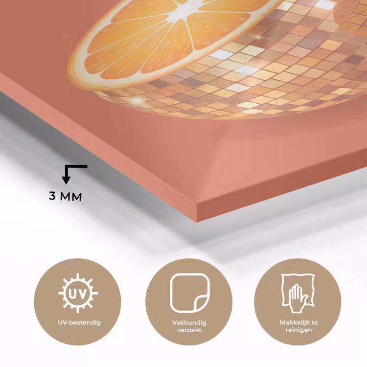Glas schilderij - Fruit - Disco - Goud — 3