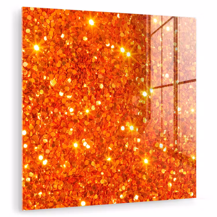 Glas schilderij - Glitter - Oranje - Abstract — 1