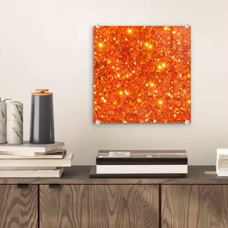 Glas schilderij - Glitter - Oranje - Abstract — 2