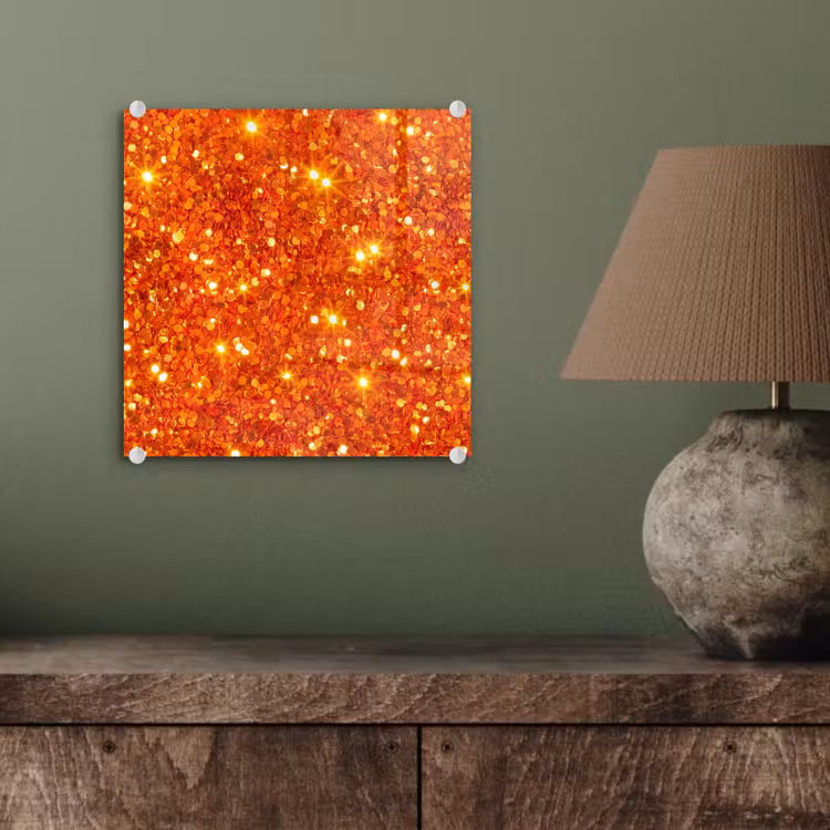 Glas schilderij - Glitter - Oranje - Abstract — 4