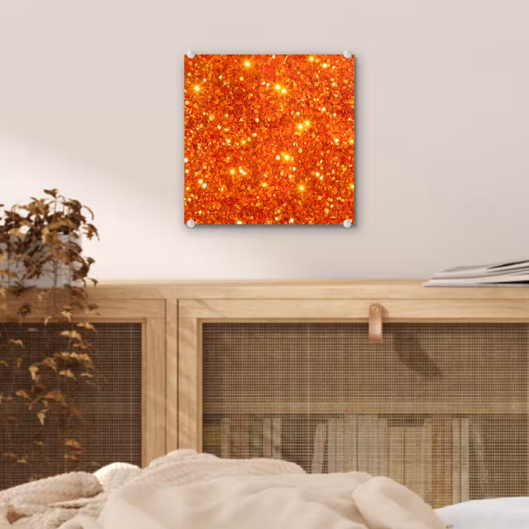 Glas schilderij - Glitter - Oranje - Abstract — 5