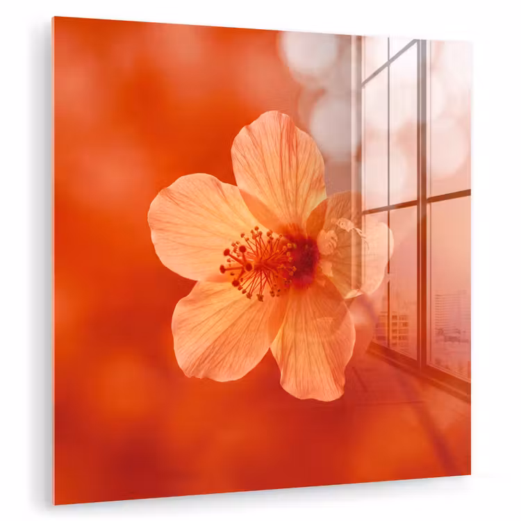 Glas schilderij - Oranje bloem - Macro — 1