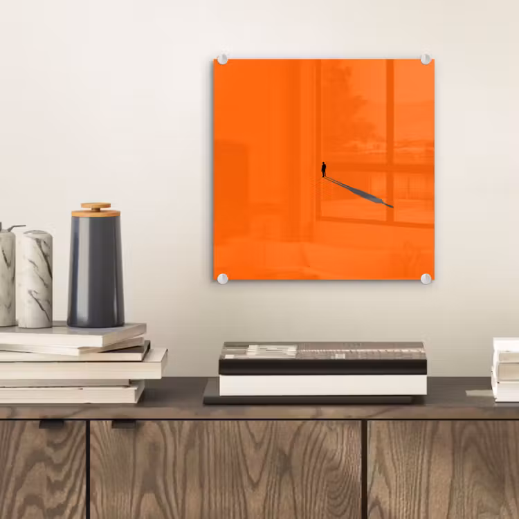Glas schilderij - Persoon - Schaduw - Oranje — 2