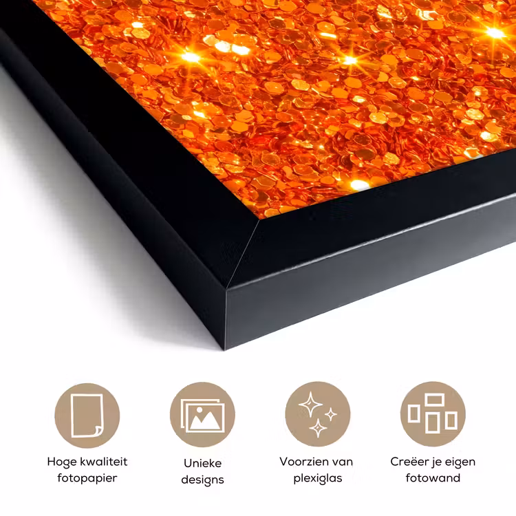 Poster met lijst - Glitter - Oranje - Abstract — 6