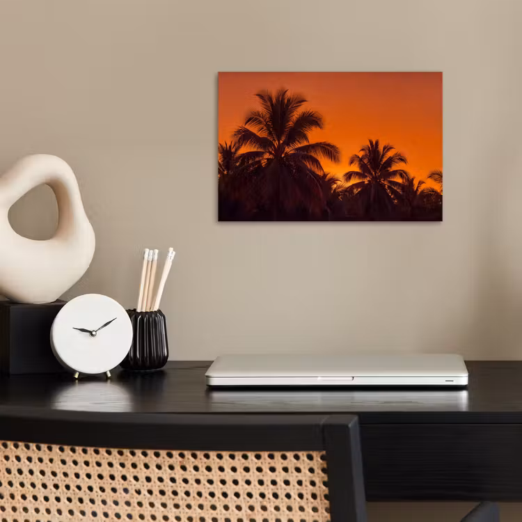 Poster - Palmen - Zonsondergang - Oranje — 2