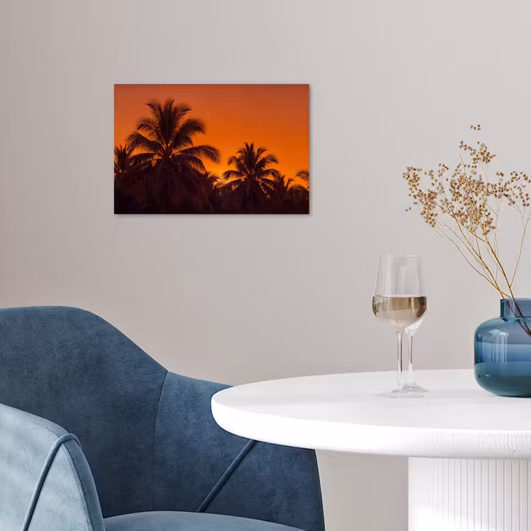 Poster - Palmen - Zonsondergang - Oranje — 4