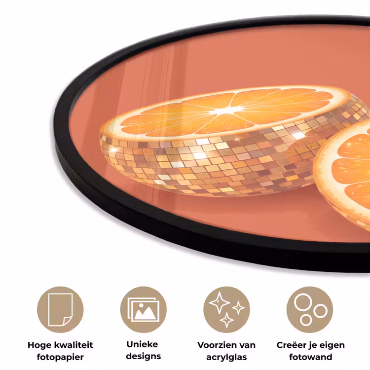 Ronde fotolijst - Fruit - Disco - Goud — 2