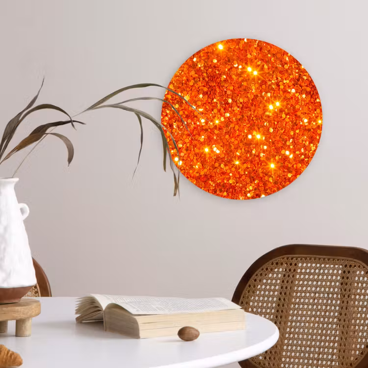 Wandcirkel - Glas - Glitter - Oranje - Abstract — 4