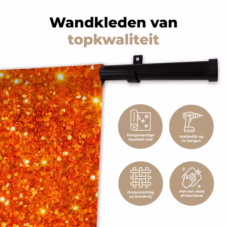 Wandkleed - Glitter - Oranje - Abstract — 3