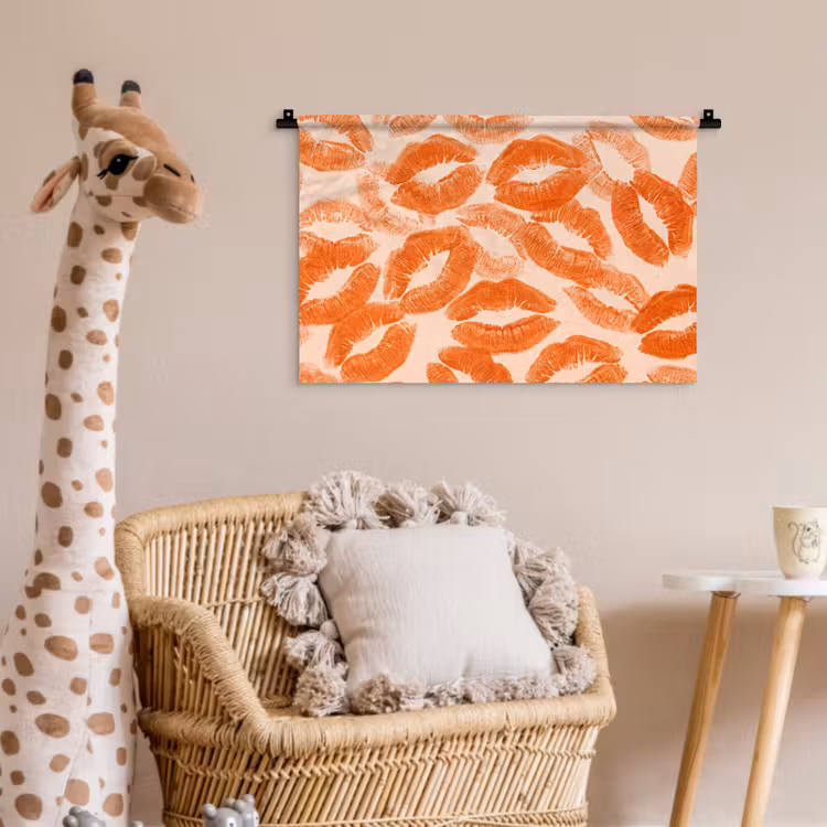 Wandkleed - Oranje kusafdrukken - Liefde — 5