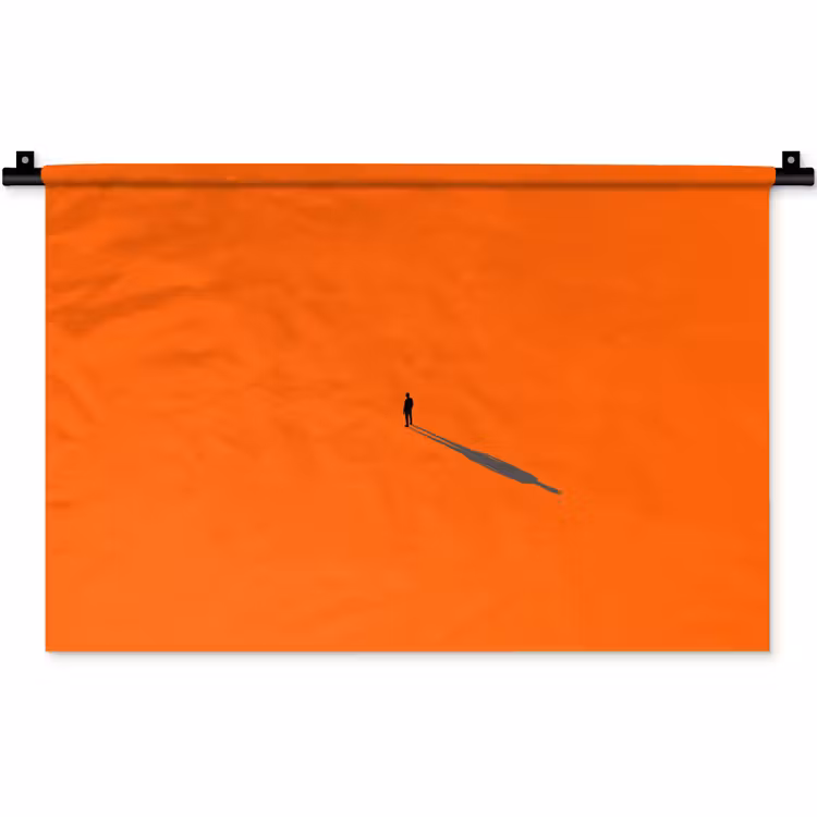 Wandkleed - Persoon - Schaduw - Oranje — 1