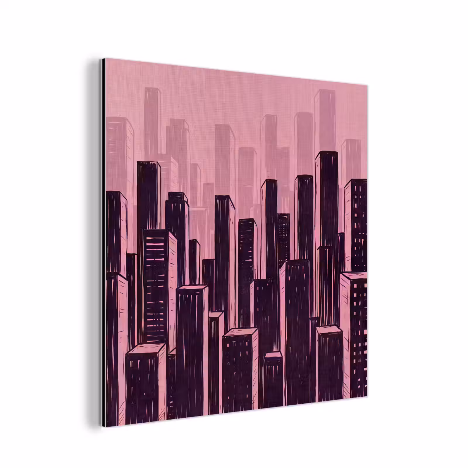 Aluminium schilderij - Stad - Abstract - Roze — 1