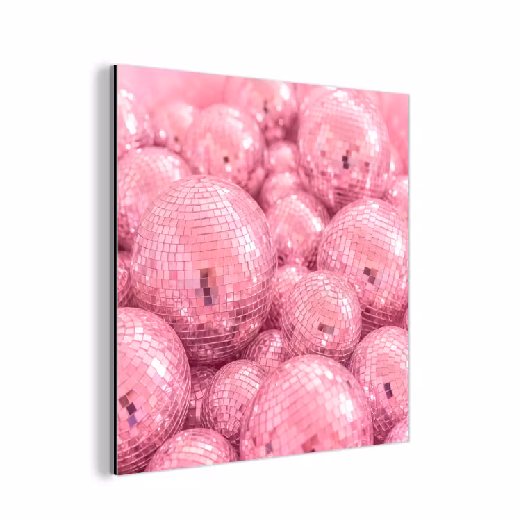 Aluminium schilderij - Roze disco ballen — 1