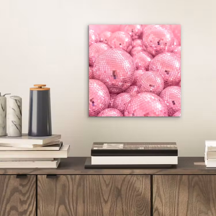 Aluminium schilderij - Roze disco ballen — 2