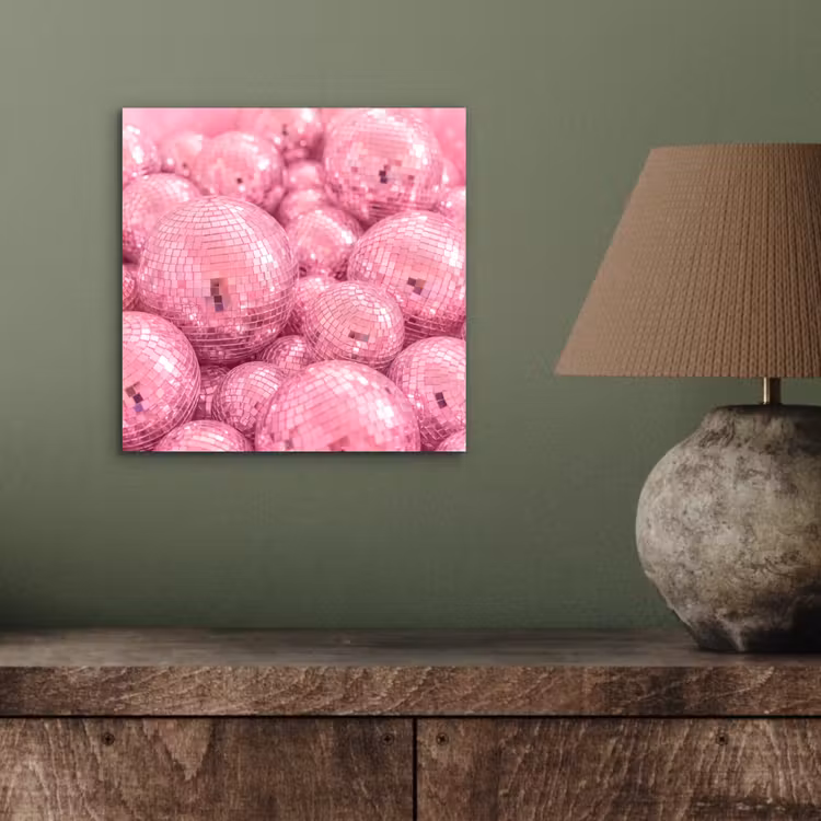 Aluminium schilderij - Roze disco ballen — 3