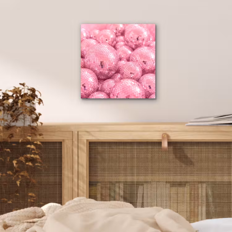 Aluminium schilderij - Roze disco ballen — 4