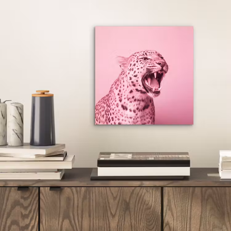 Aluminium schilderij - Roze kat - Modern — 2