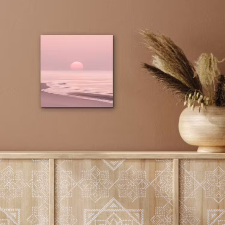 Aluminium schilderij - Roze zonsondergang - Strand — 5