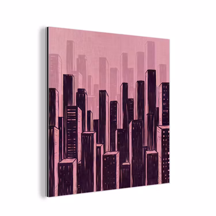 Aluminium schilderij - Stad - Abstract - Roze — 1
