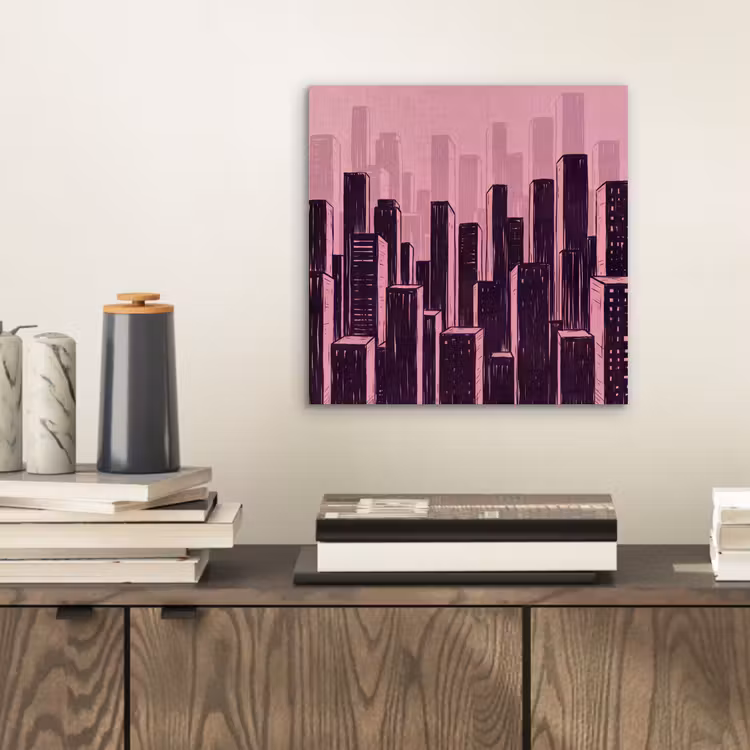 Aluminium schilderij - Stad - Abstract - Roze — 2