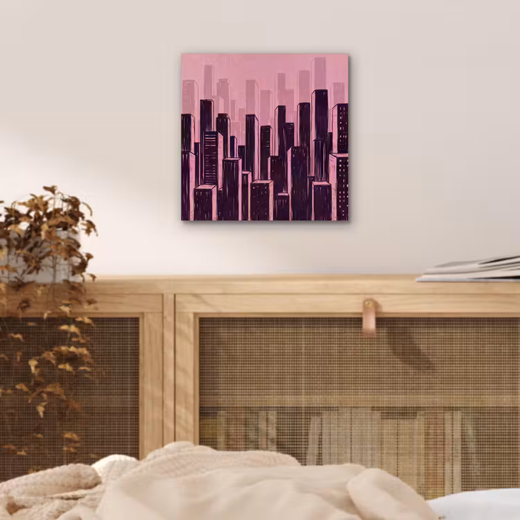 Aluminium schilderij - Stad - Abstract - Roze — 4