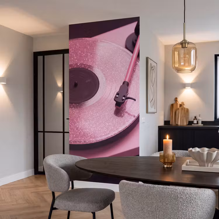 Behang - Platenspeler - Roze - Muziek — 5