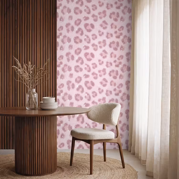 Behang - Roze dierenprint - Glitter β 4