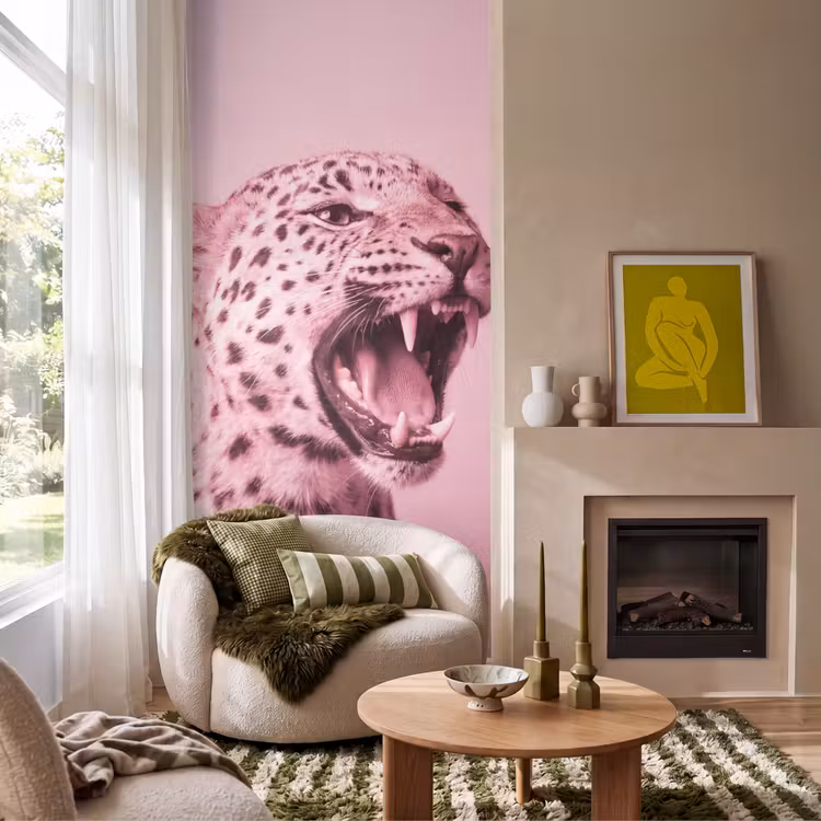 Behang - Roze kat - Modern β 1