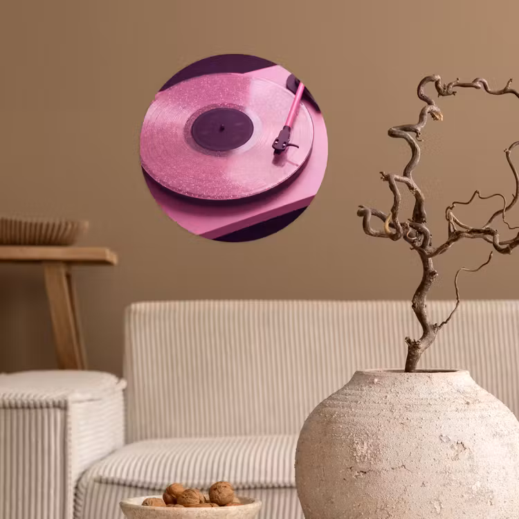 Behangcirkel - Platenspeler - Roze - Muziek — 2