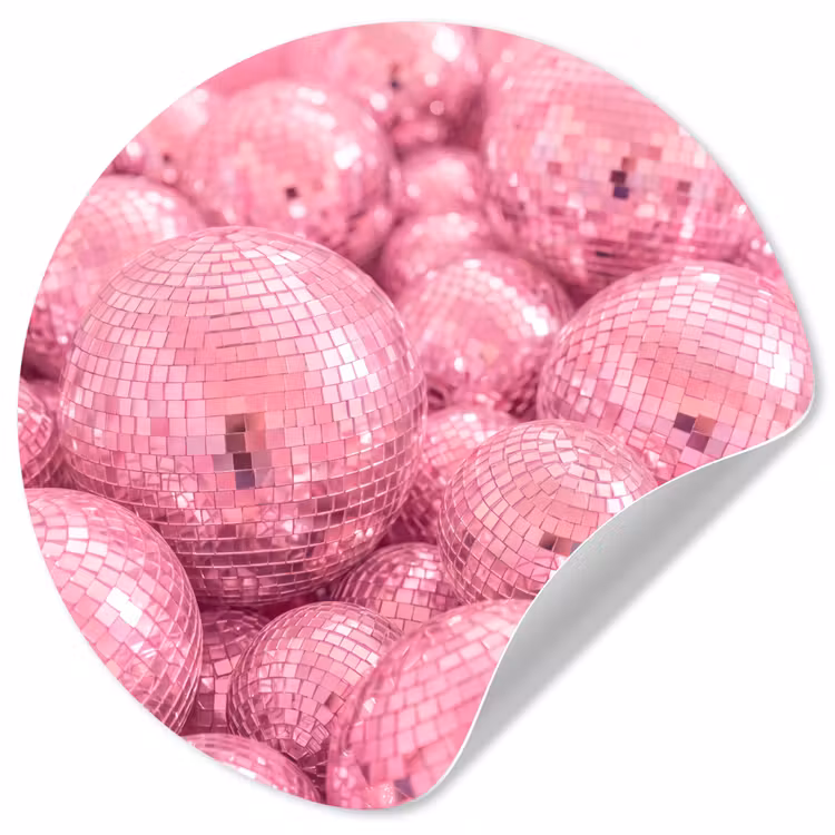 Behangcirkel - Roze disco ballen — 1