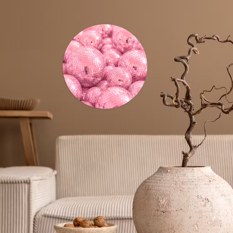 Behangcirkel - Roze disco ballen — 2