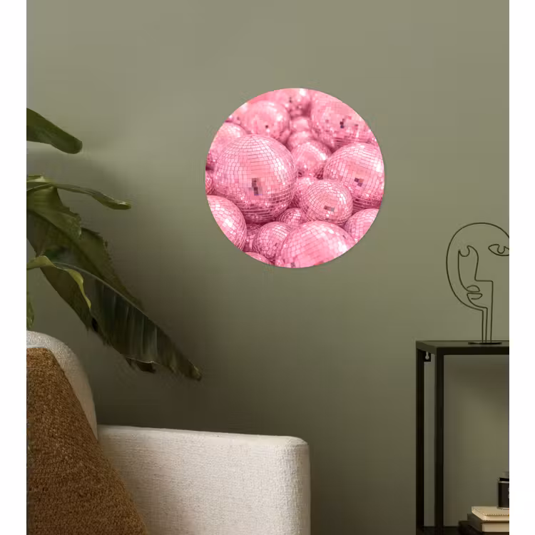 Behangcirkel - Roze disco ballen — 3
