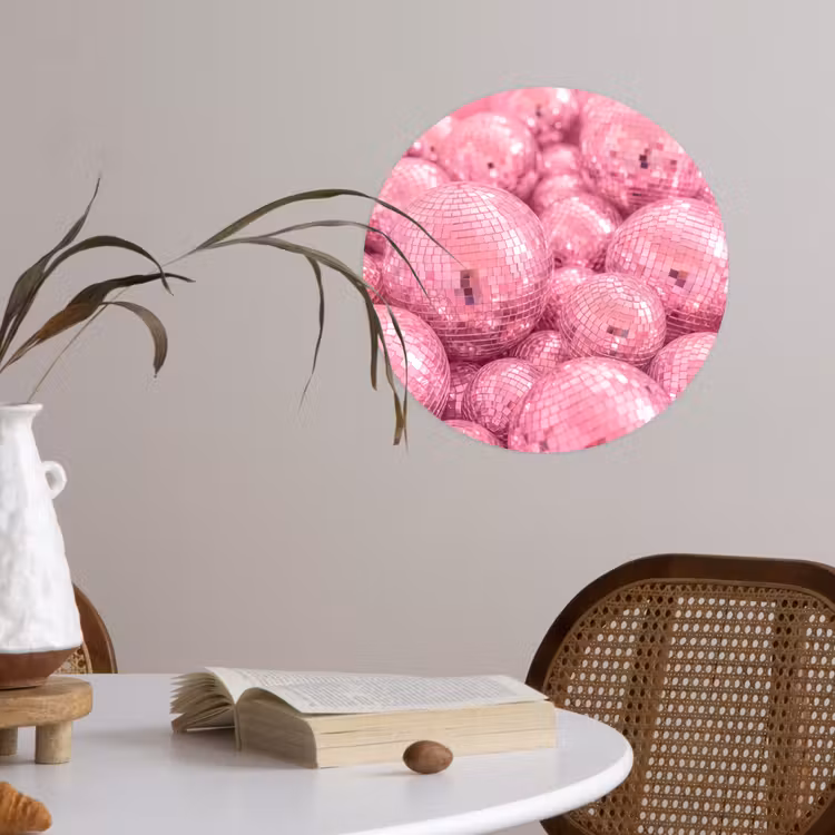 Behangcirkel - Roze disco ballen — 4