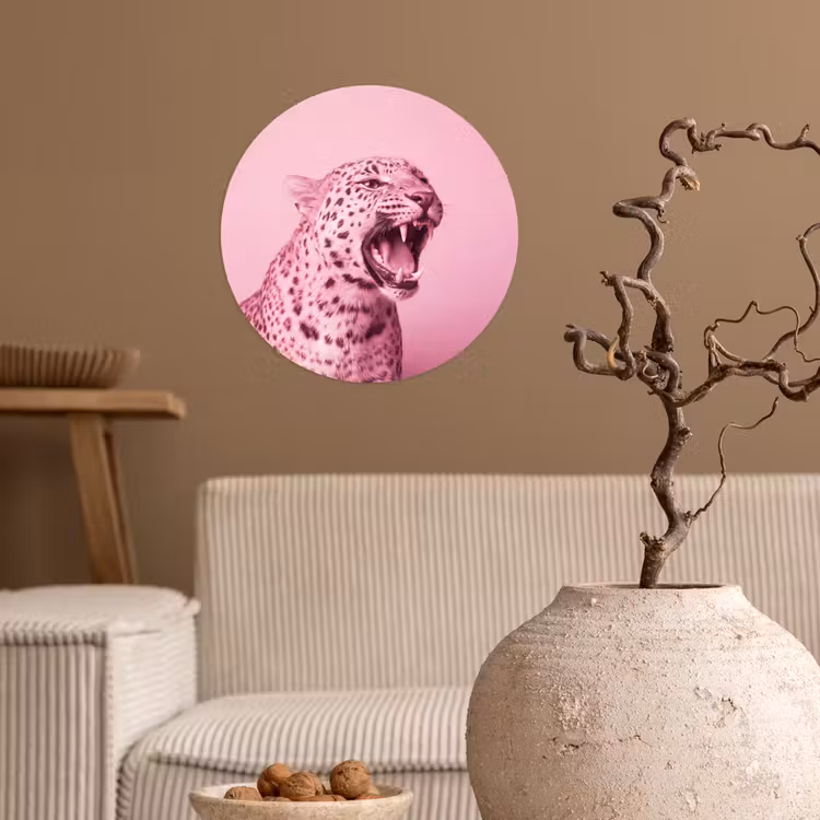 Behangcirkel - Roze kat - Modern — 2