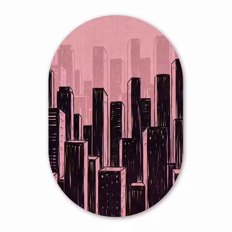 Muurovaal aluminium - Stad - Abstract - Roze — 1