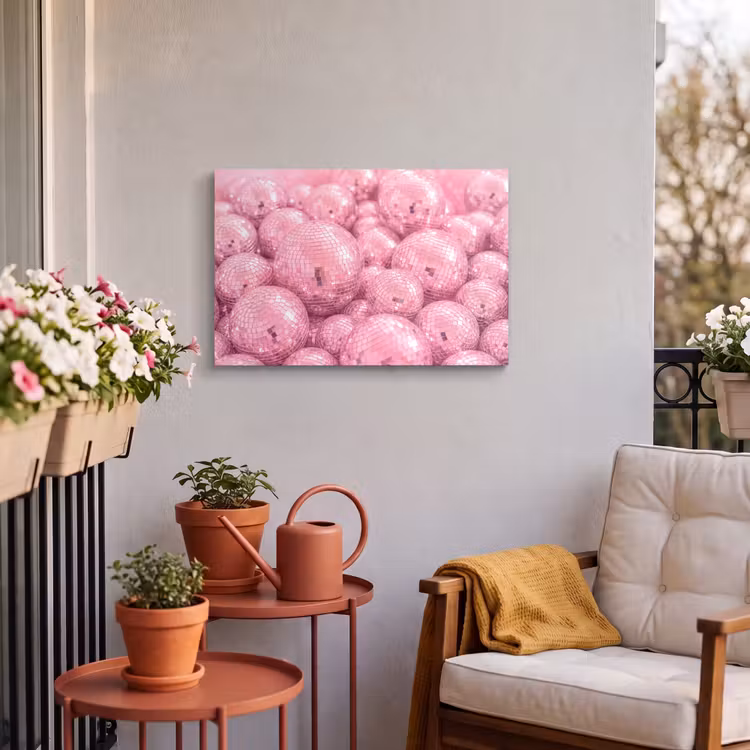 Buiten canvas - Roze disco ballen — 3