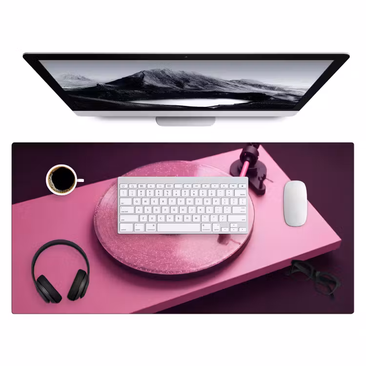 Bureau onderlegger - Platenspeler - Roze - Muziek — 4