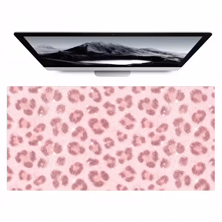 Bureau onderlegger - Roze dierenprint - Glitter — 1