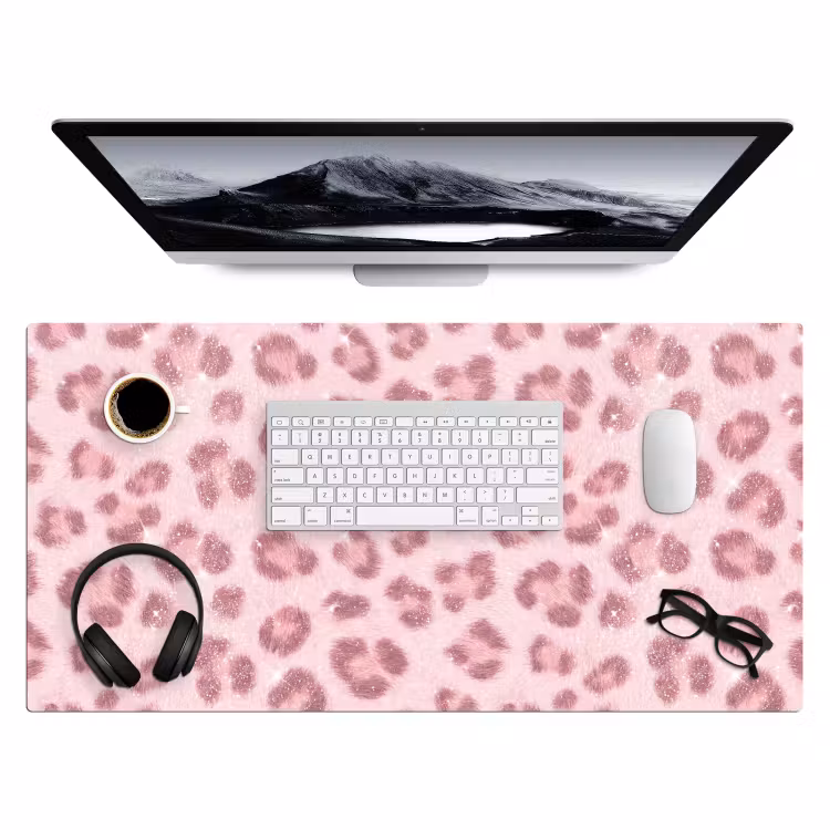 Bureau onderlegger - Roze dierenprint - Glitter — 4