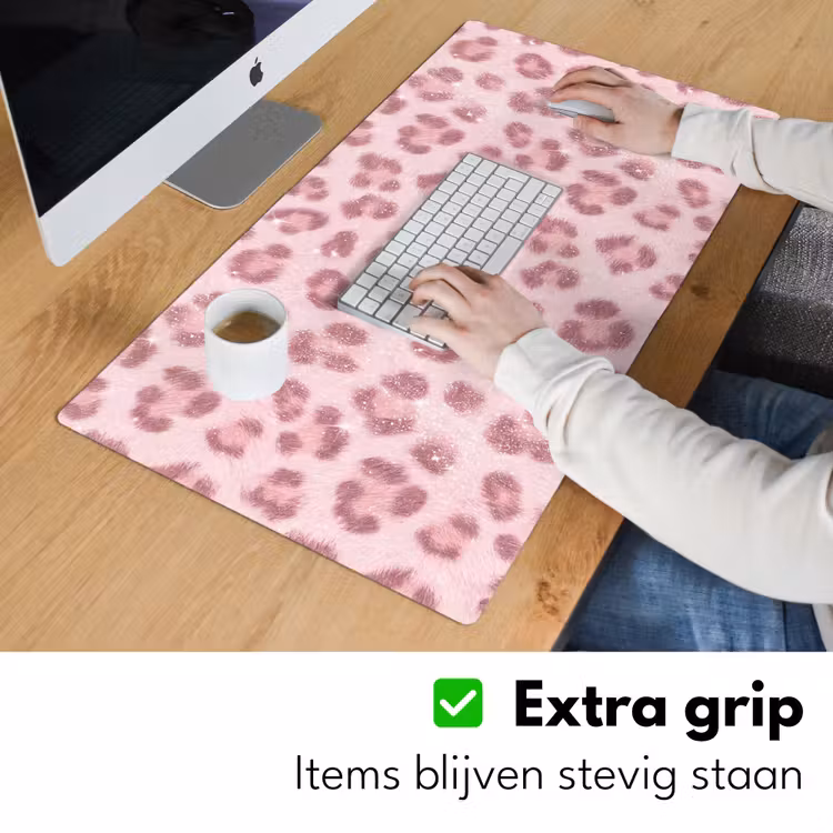 Bureau onderlegger - Roze dierenprint - Glitter — 6
