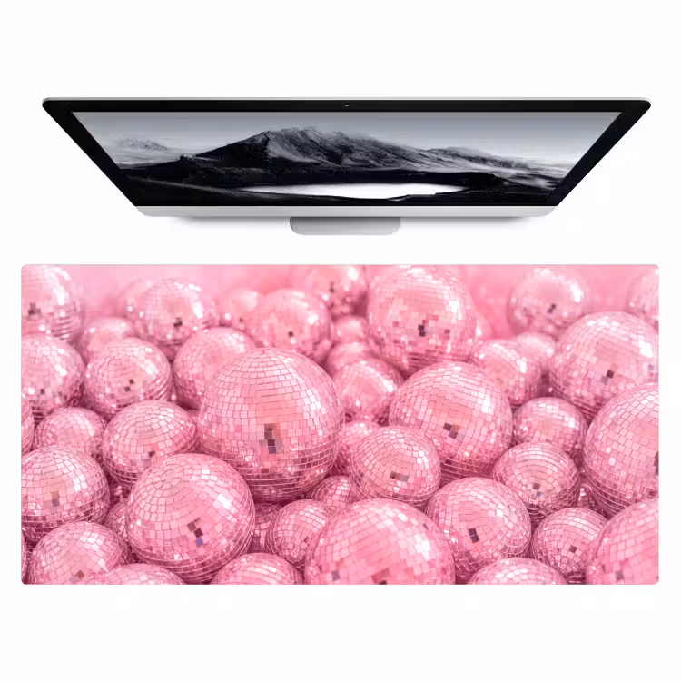 Bureau onderlegger - Roze disco ballen — 1