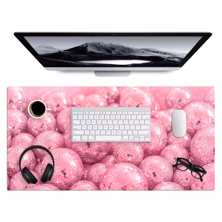 Bureau onderlegger - Roze disco ballen — 4