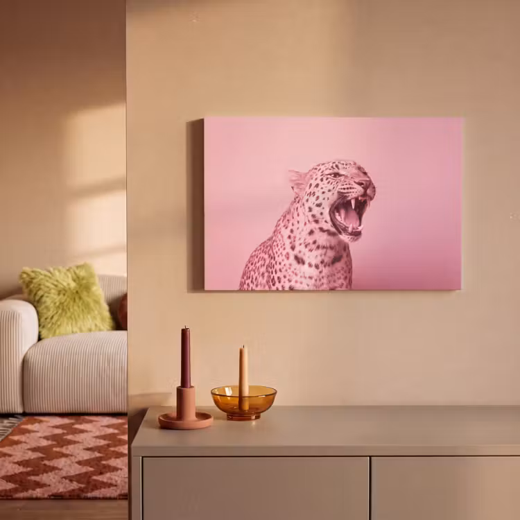 Canvas schilderij - Roze kat - Modern — 2