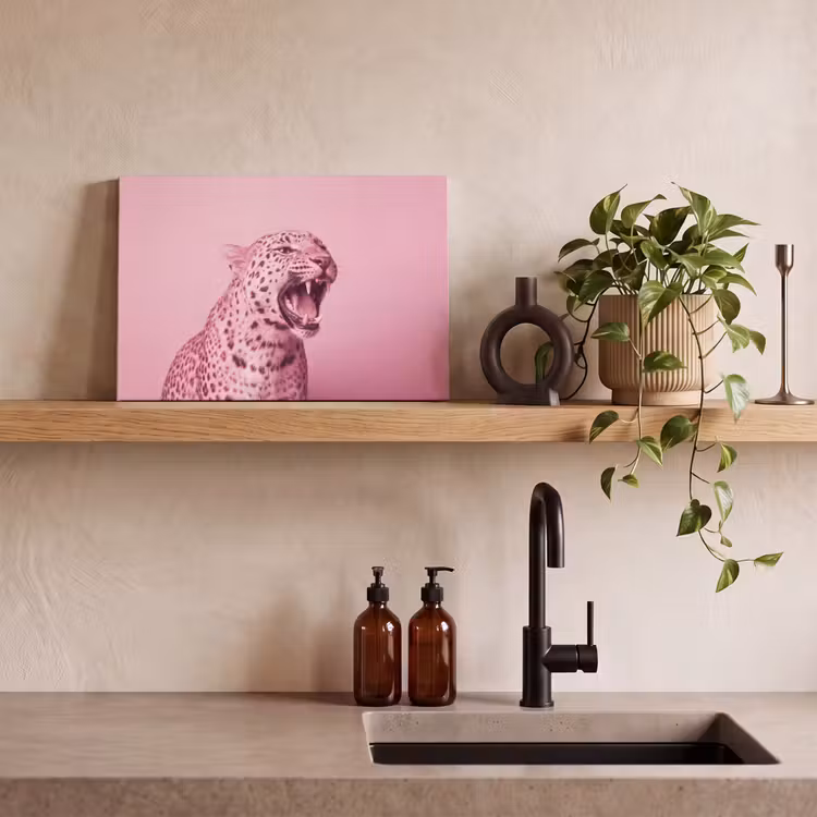 Canvas schilderij - Roze kat - Modern — 4
