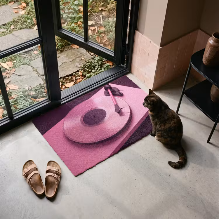 Deurmat - Platenspeler - Roze - Muziek — 2