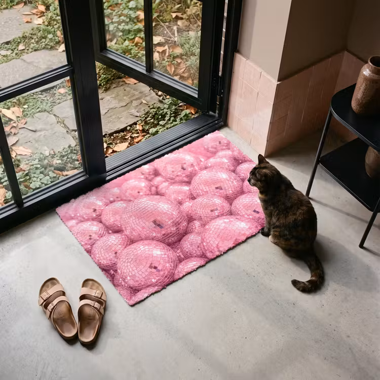 Deurmat - Roze disco ballen — 2