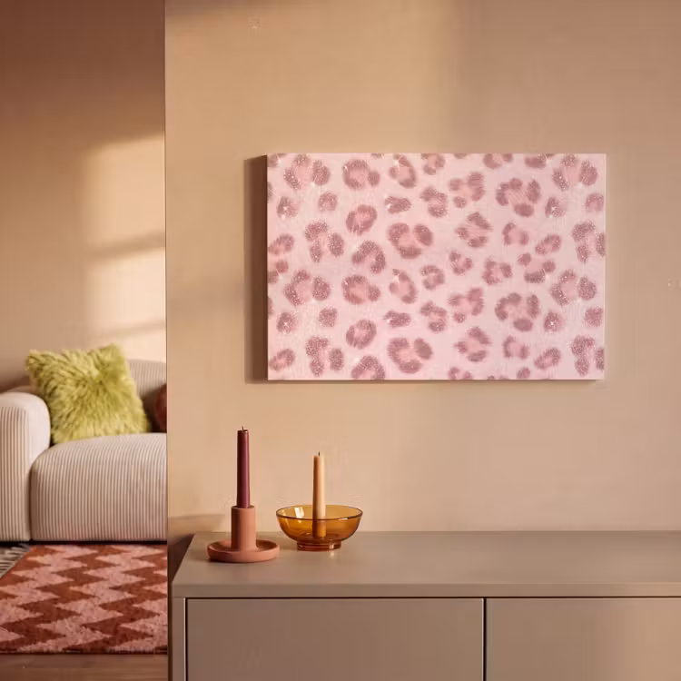 Canvas schilderij - Roze dierenprint - Glitter — 2