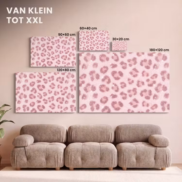 Canvas schilderij - Roze dierenprint - Glitter — 8